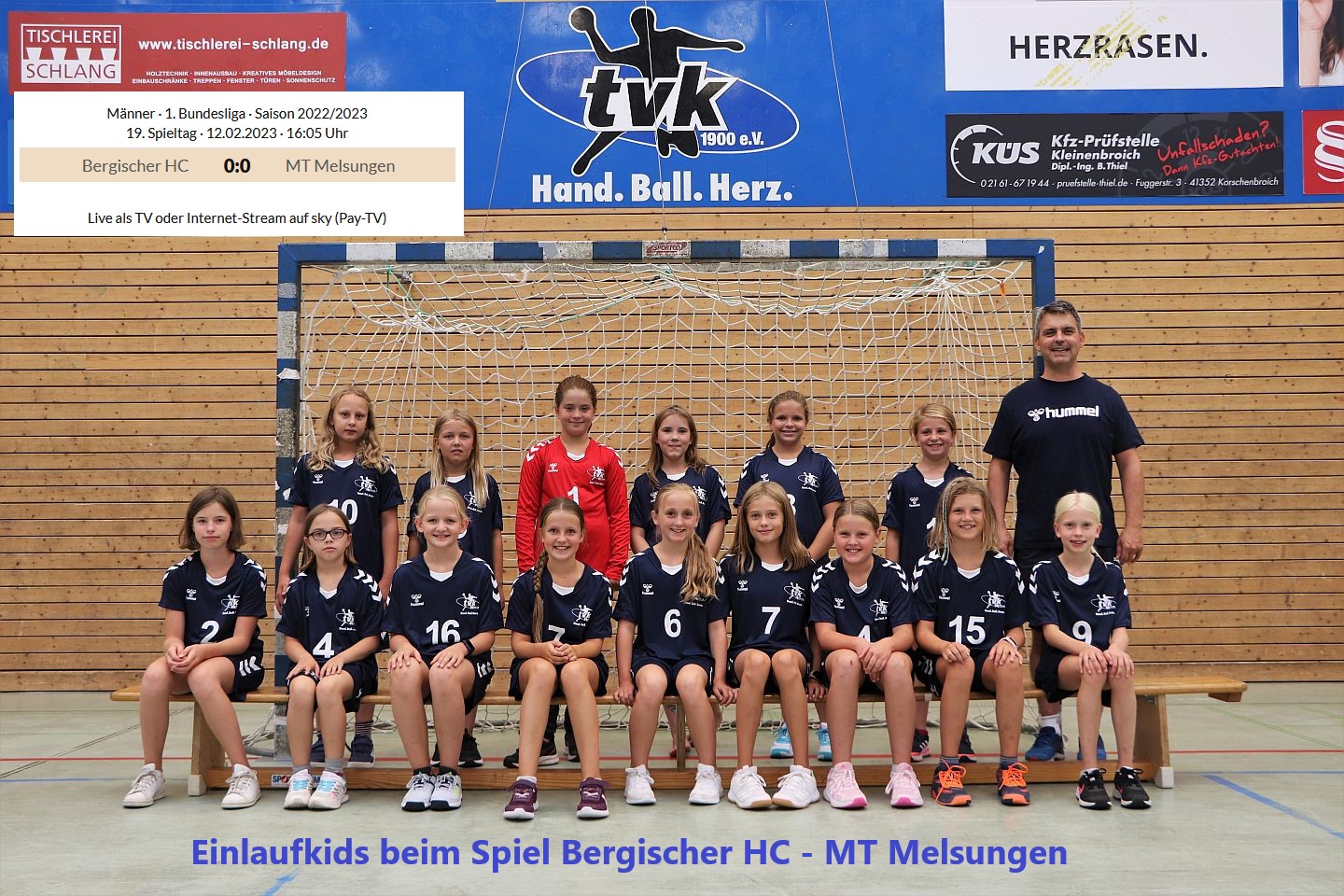 Weibliche E-Jugend des TVK heute auch in der Handball Bundesliga live zu sehen!
