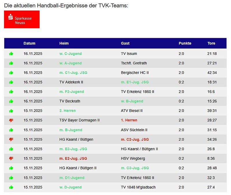 Die Handballergebnisse der TVK-Teams vom Wochenende – 12 Siege !!!
