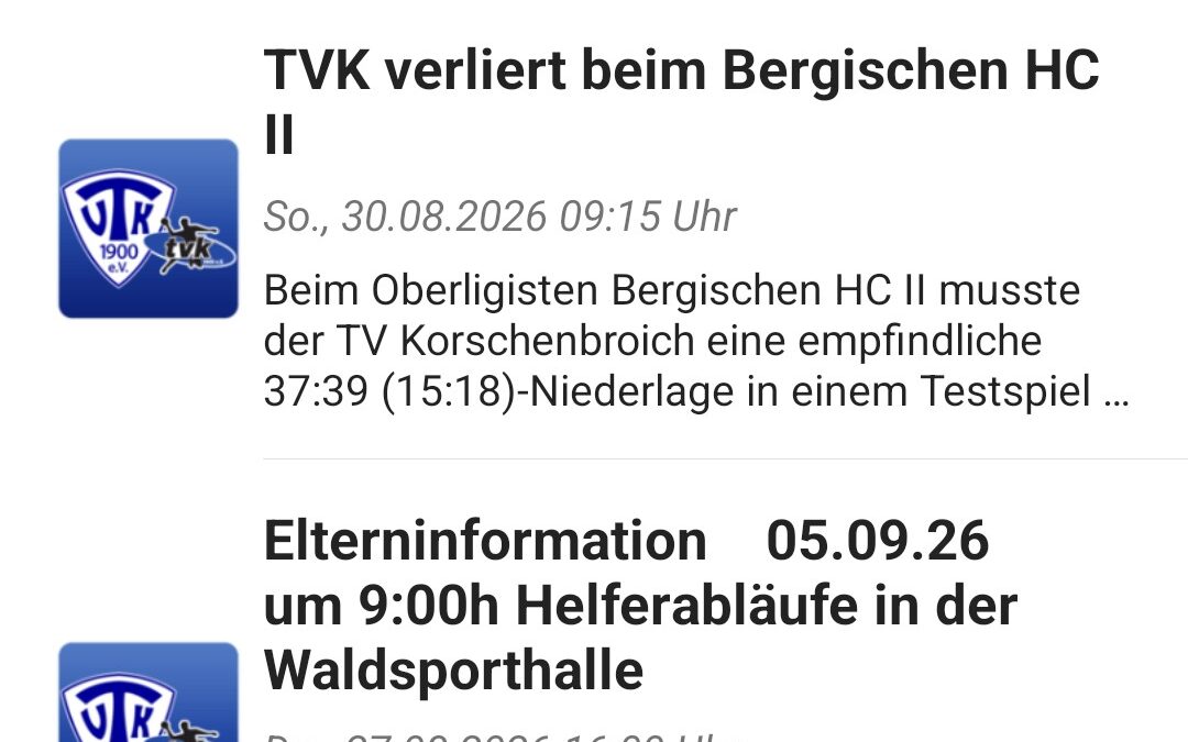 Die Handball-App des TV Korschenbroich