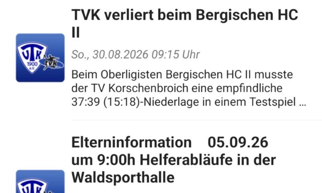 Die Handball-App des TV Korschenbroich